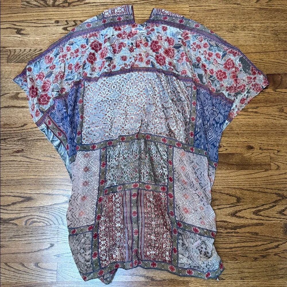 Free People Beguiled Patchwork Velvet Burnout Kimono Duster OS - Picture 6 of 6